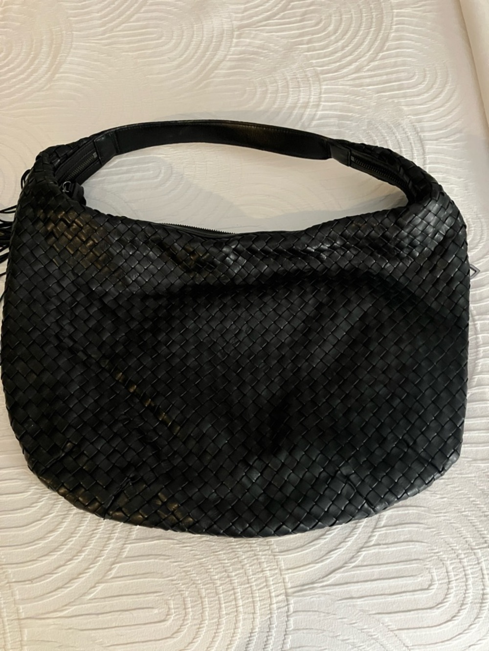 Woven Leather Hobo Bag - Black Christopher Kon